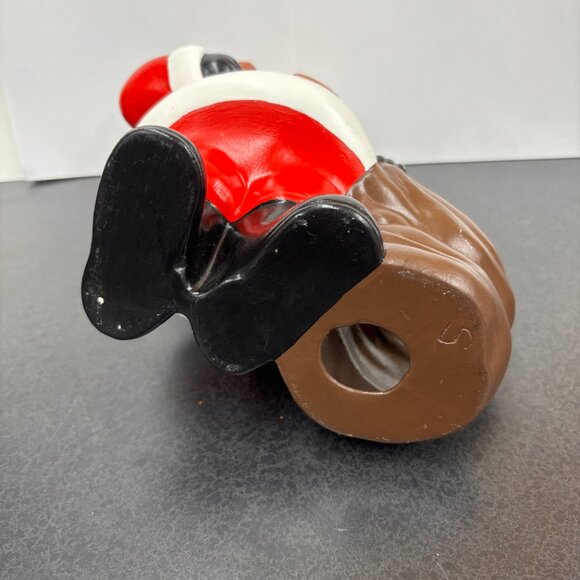 Santa Claus with Bag and Football Retro 1977 Hand Painted Ceramic VTG Christmas - Picture 7 of 10